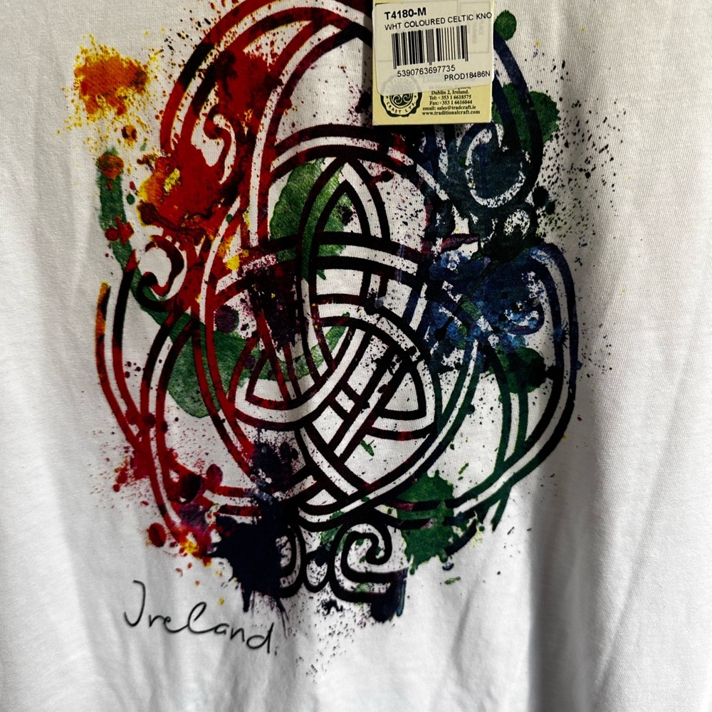 White Celtic Knot Ireland T-Shirt – Size S – New with Tags - Picture 2 of 7